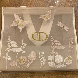 Dior Cream and Gold Embroidered Tote